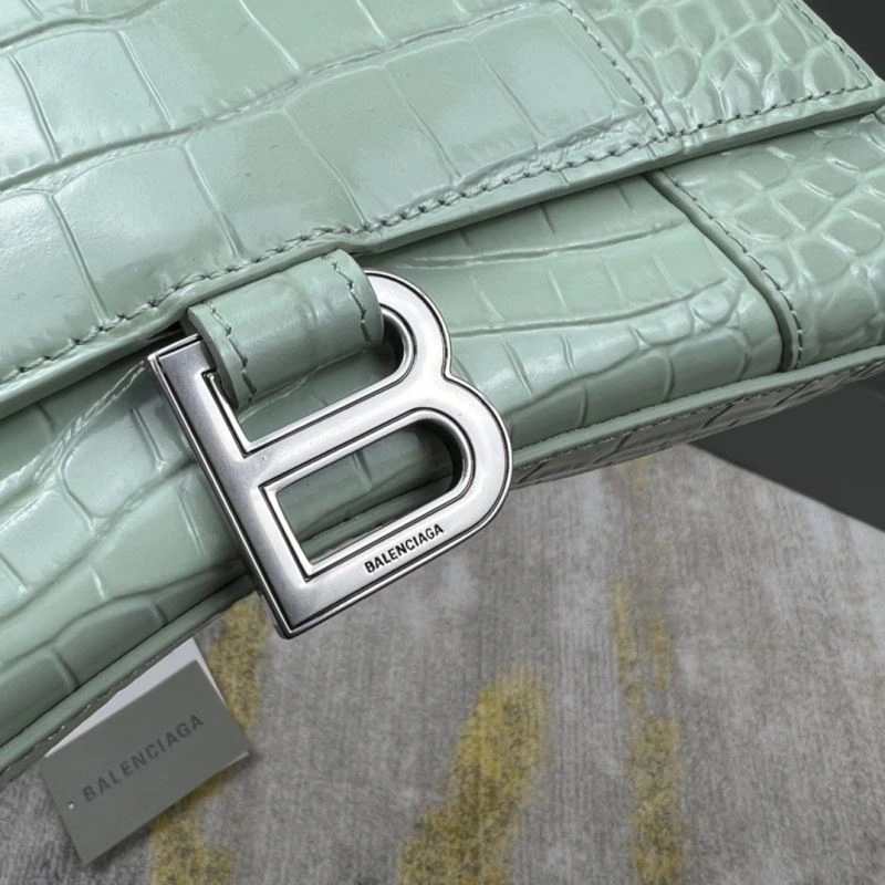 Balenciaga Crocodile-Pattern Hourglass Bag - Mint Green Trendy 78704