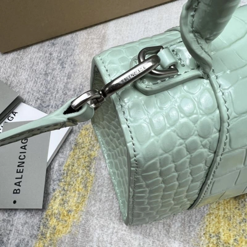 Balenciaga Crocodile-Pattern Hourglass Bag - Mint Green Trendy 78704