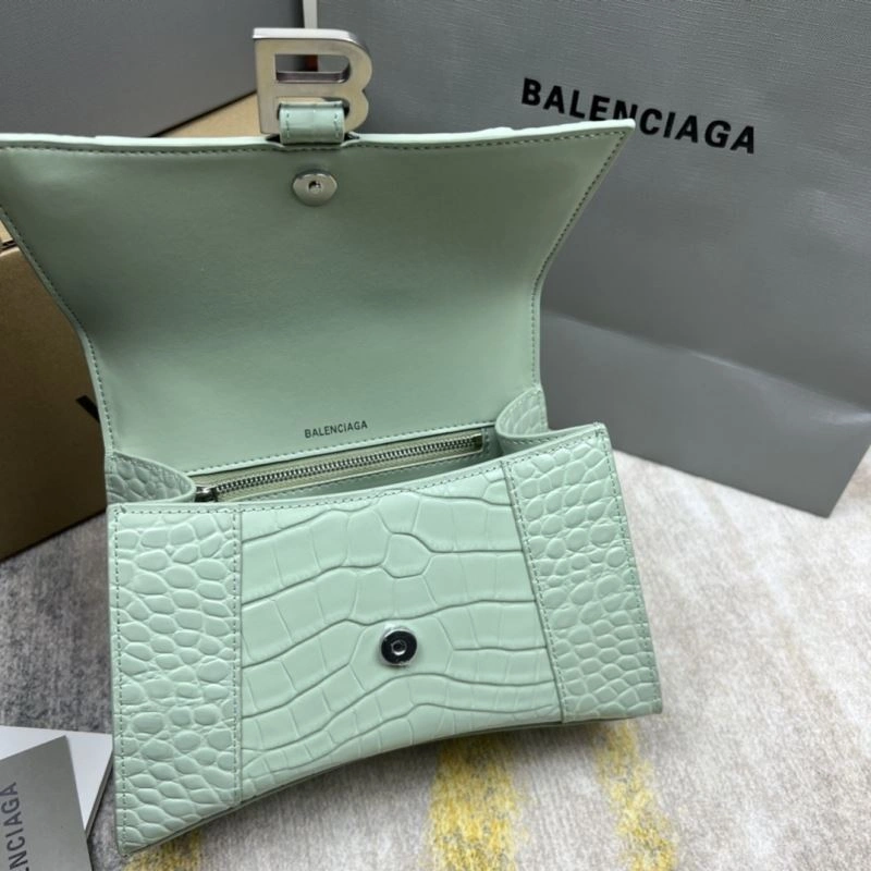 Balenciaga Crocodile-Pattern Hourglass Bag - Mint Green Trendy 78704