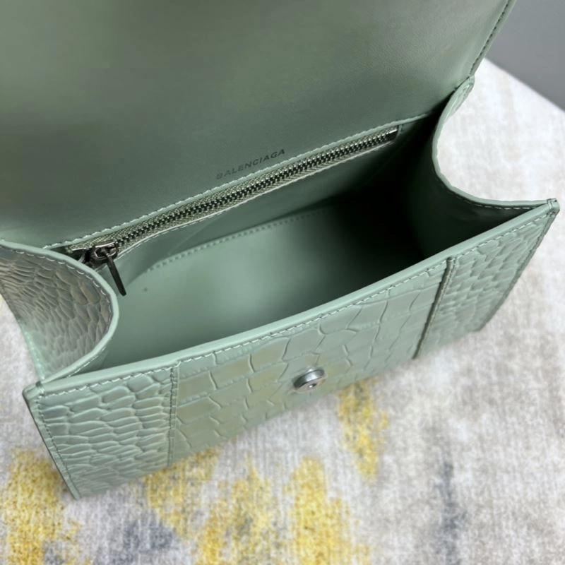 Balenciaga Crocodile-Pattern Hourglass Bag - Mint Green Trendy 78704