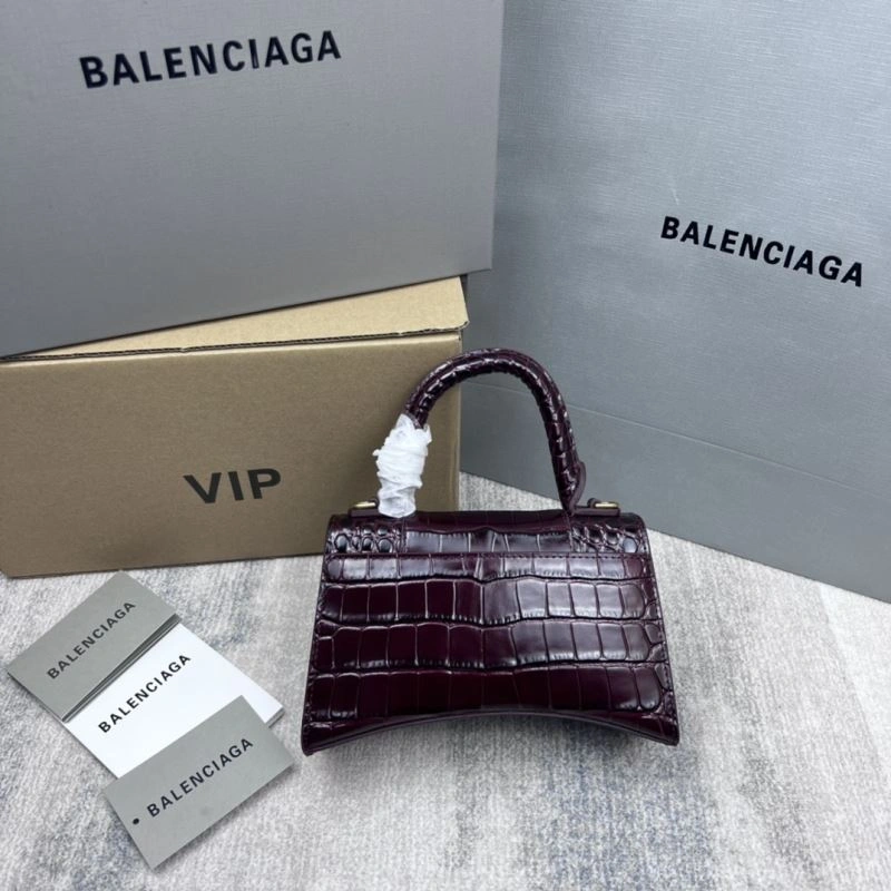 Balenciaga Crocodile Pattern Hourglass Bag - Wine Red NewStyle 78687