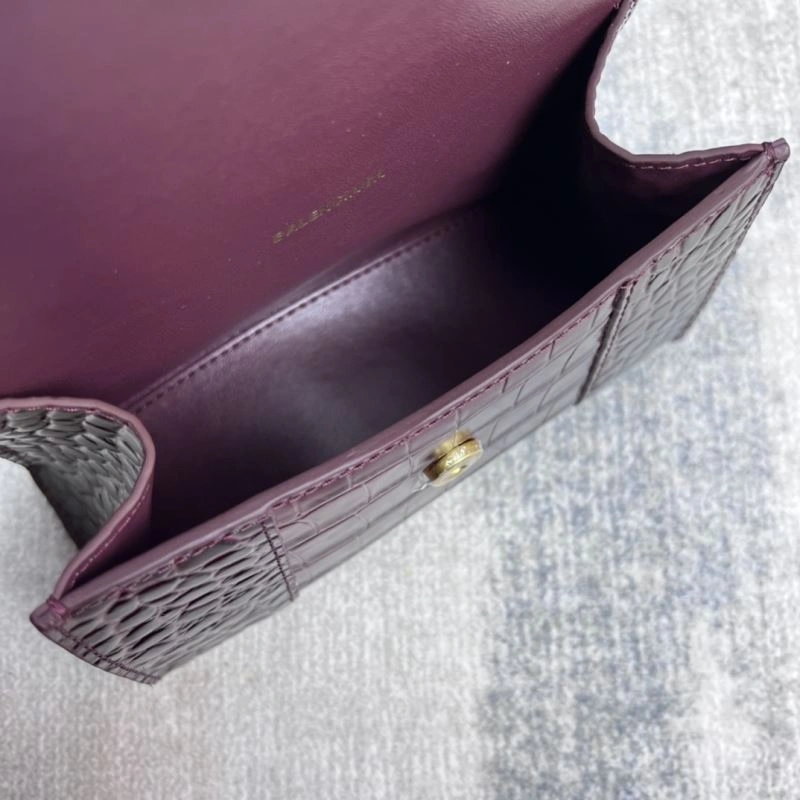 Balenciaga Crocodile Pattern Hourglass Bag - Wine Red NewStyle 78687