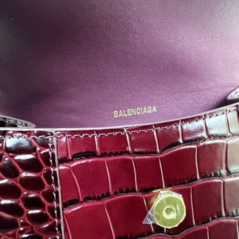 Balenciaga Crocodile Pattern Hourglass Bag - Wine Red NewStyle 78687