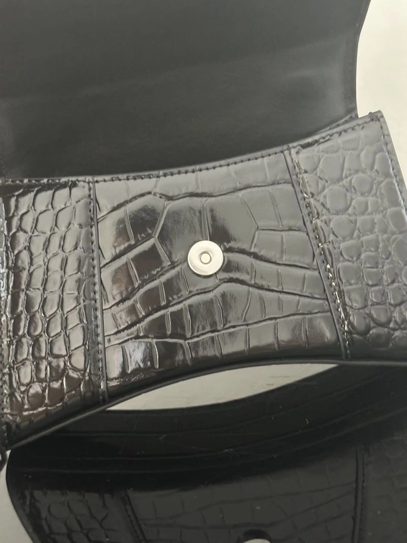 Balenciaga Crocodile-Pattern Hourglass Bag - XS Black Leather Resilient 72614