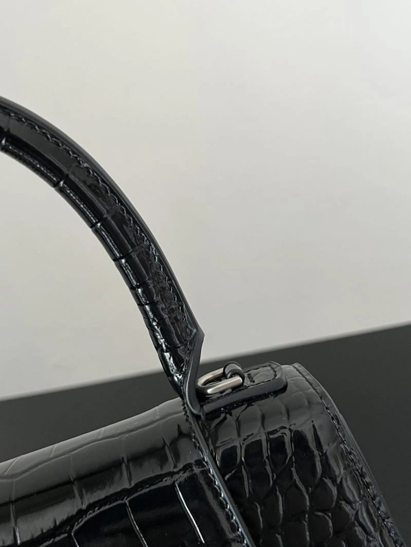 Balenciaga Crocodile-Pattern Hourglass Bag - XS Black Leather Resilient 72614