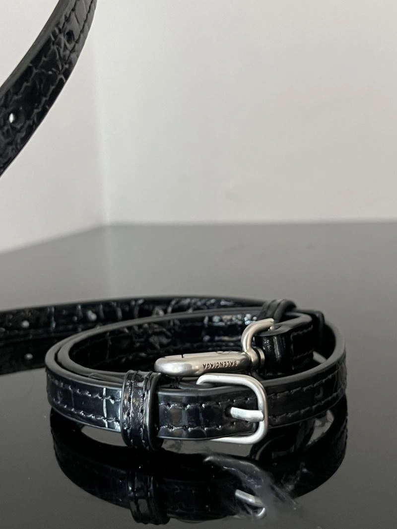 Balenciaga Crocodile-Pattern Hourglass Bag - XS Black Leather Resilient 72614