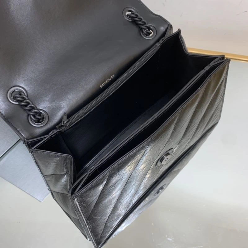 ZipUp Balenciaga Crush Medium Embroidered Black Buckle Bag 78674