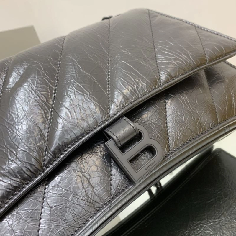 ZipUp Balenciaga Crush Medium Embroidered Black Buckle Bag 78674