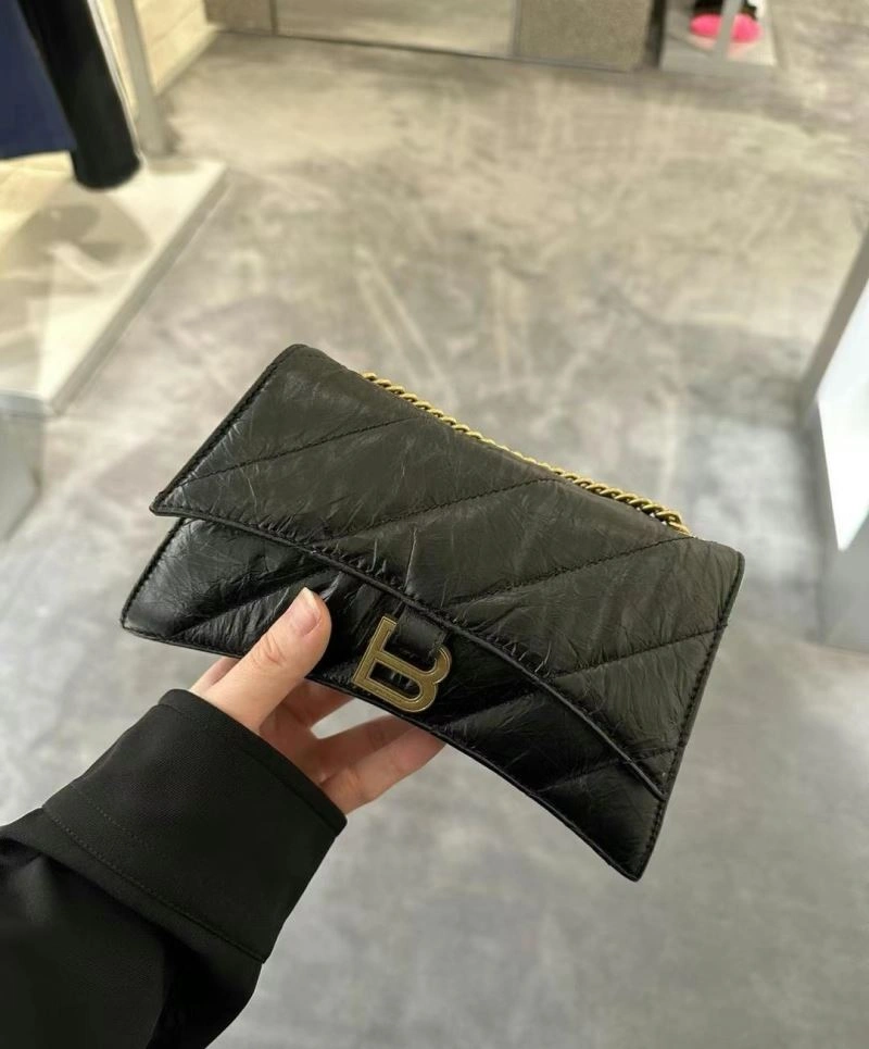 Trendy Balenciaga Crush Mini Hourglass Bag with Metal Chain Strap 78662