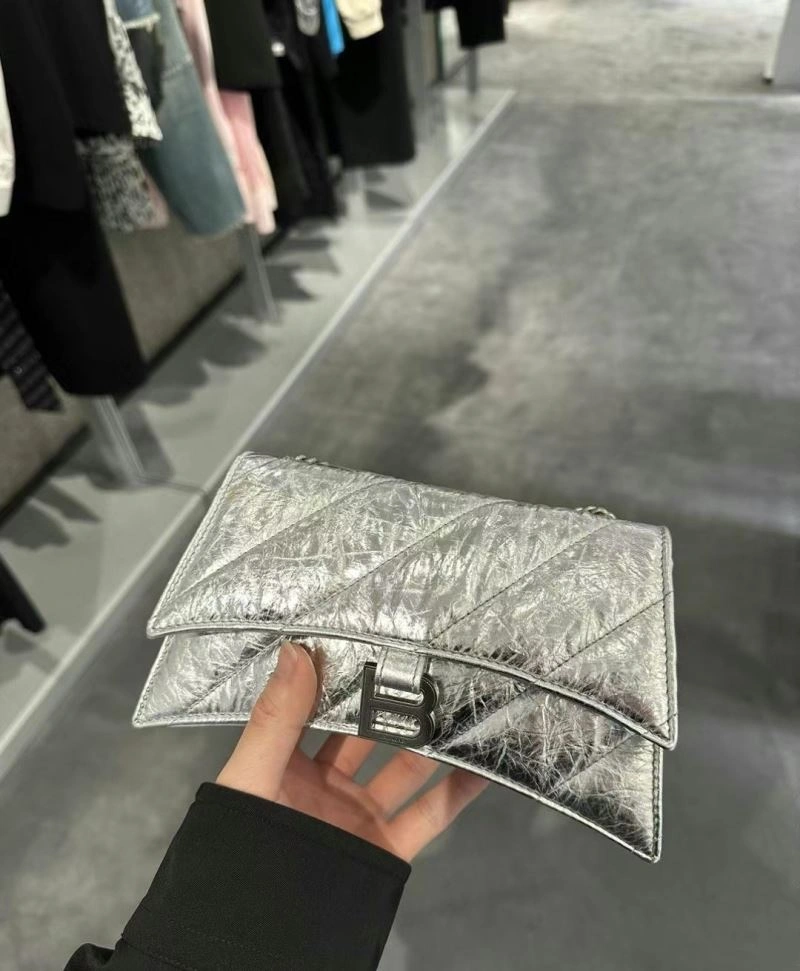 Trendy Balenciaga Crush Mini Hourglass Bag with Metal Chain Strap 78662
