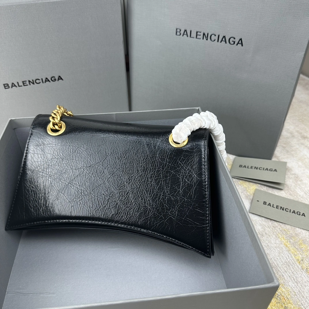 Balenciaga Crush Pleated Black Sandglass Chain Bag FreshLook 60945