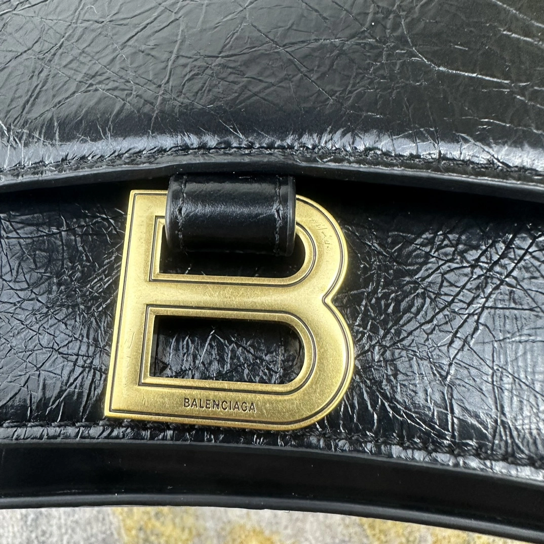 Balenciaga Crush Pleated Black Sandglass Chain Bag FreshLook 60945