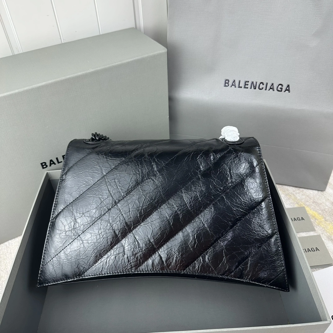 Balenciaga Crush Quilted Chain Bag - Medium Black Icon ComfortFit 60970