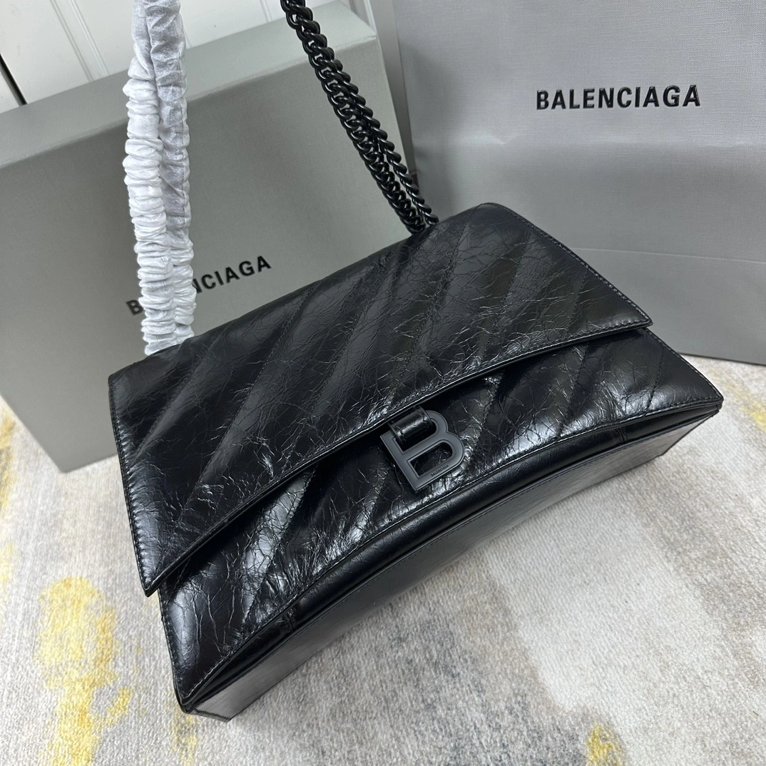 Balenciaga Crush Quilted Chain Bag - Medium Black Icon ComfortFit 60970
