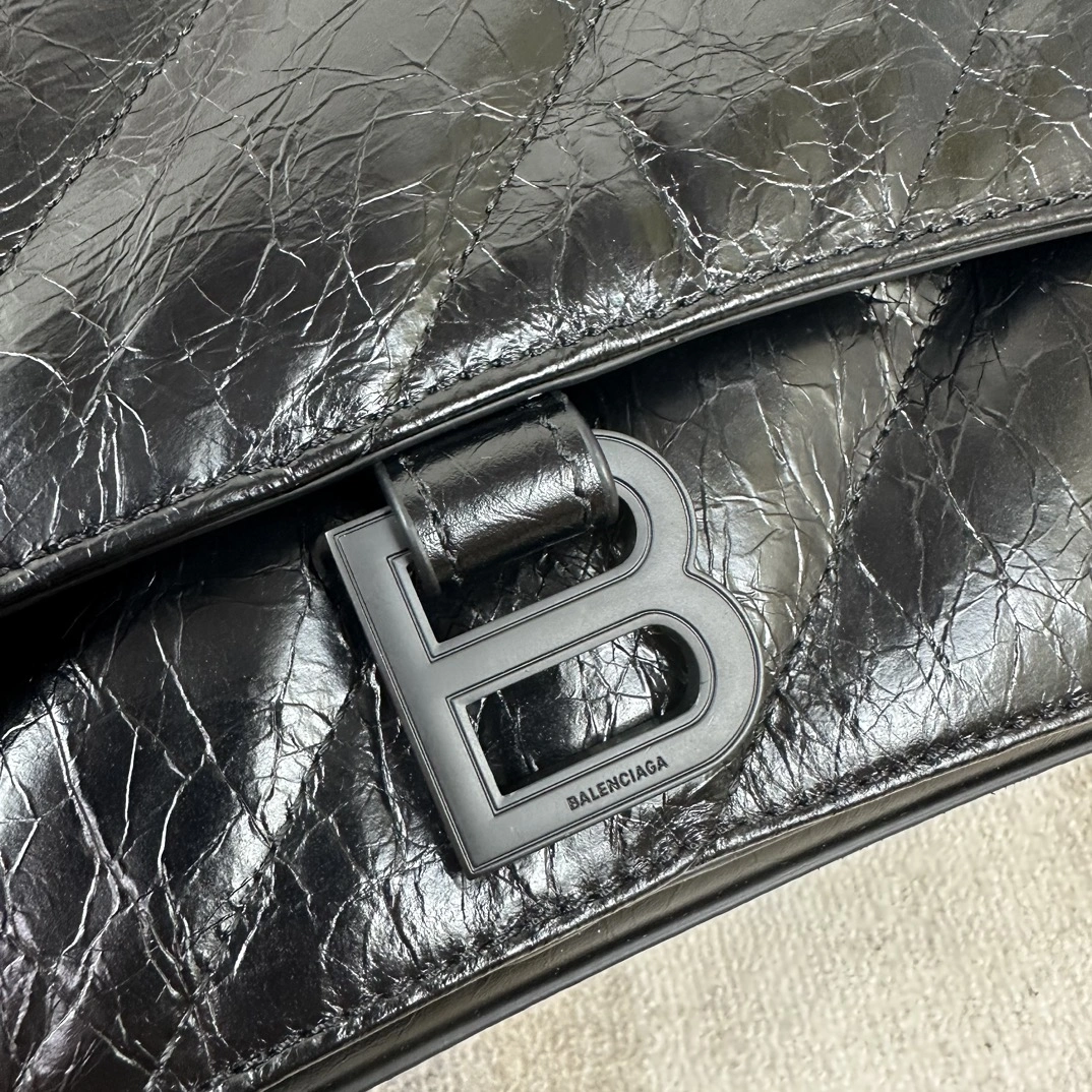 Balenciaga Crush Quilted Chain Bag - Medium Black Icon ComfortFit 60970