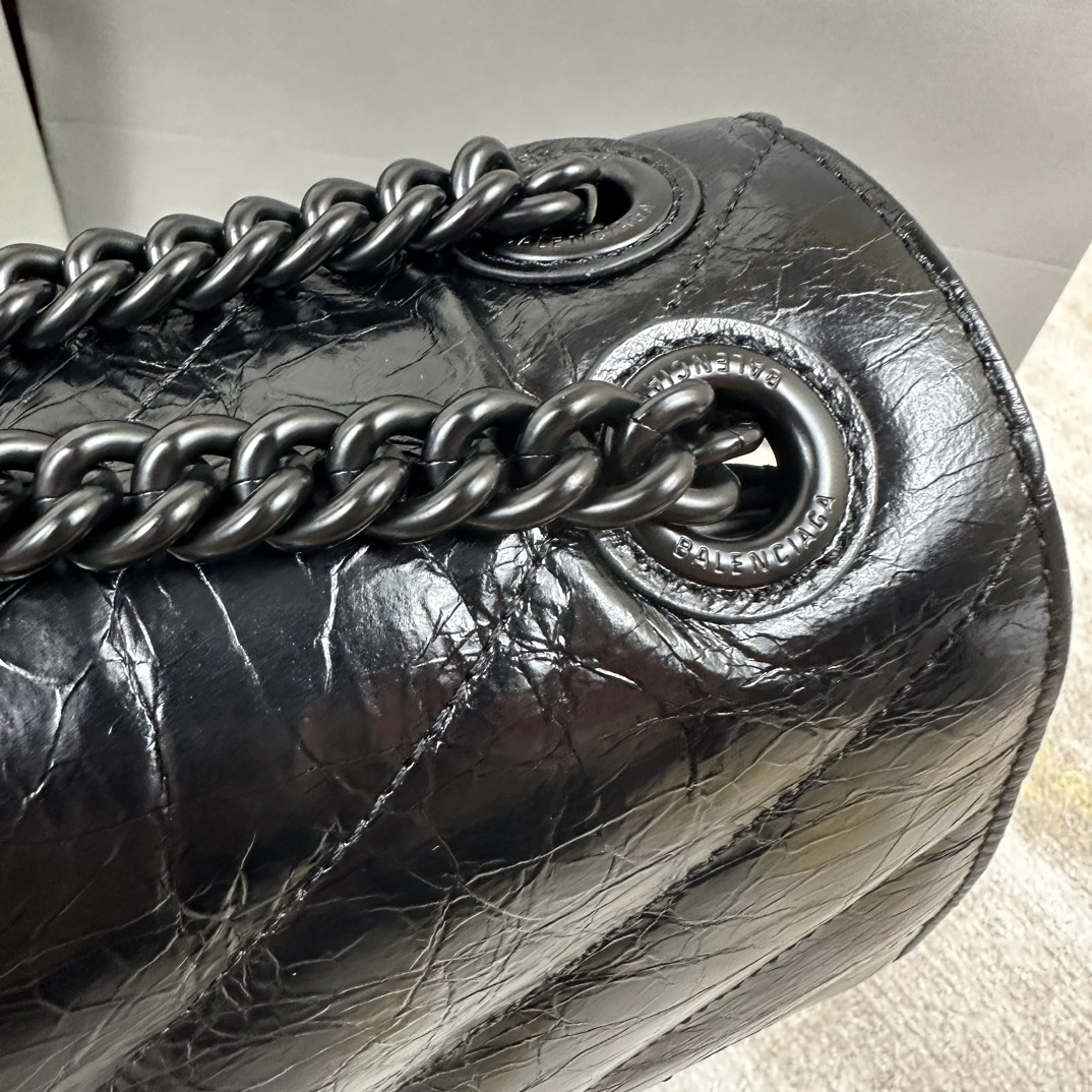 Balenciaga Crush Quilted Chain Bag - Medium Black Icon ComfortFit 60970