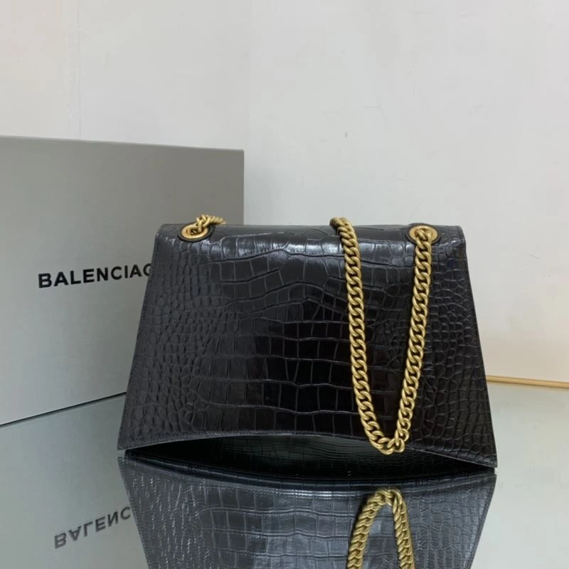 Refined Balenciaga Crush Vintage Waxed Leather Bag with Gold Chain 78671
