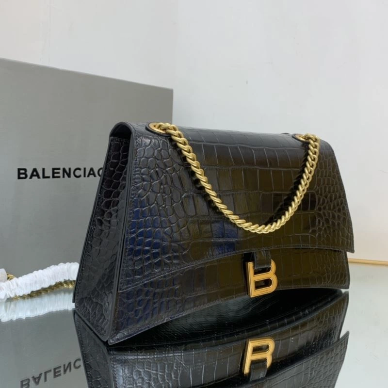 Refined Balenciaga Crush Vintage Waxed Leather Bag with Gold Chain 78671