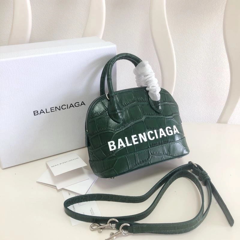 Balenciaga Dark Green Mini Crocodile Pattern Shell Bag SmoothTexture 78548