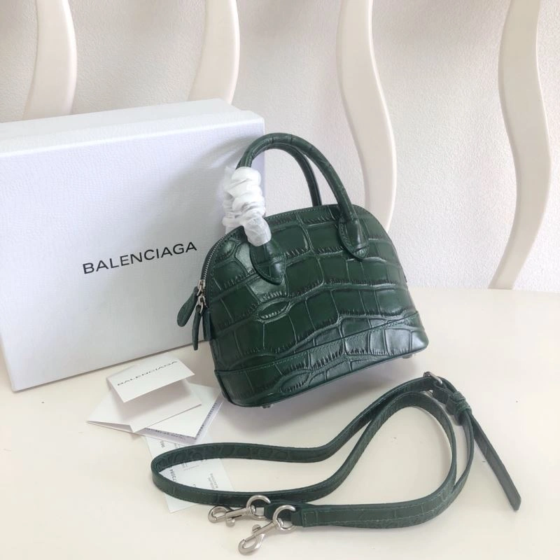 Balenciaga Dark Green Mini Crocodile Pattern Shell Bag SmoothTexture 78548
