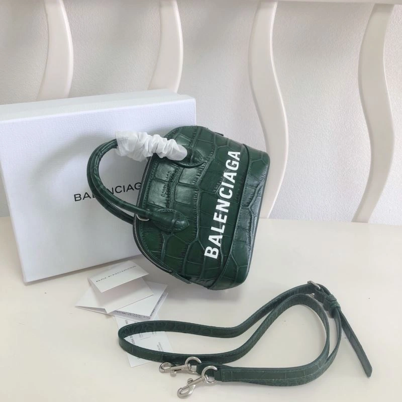 Balenciaga Dark Green Mini Crocodile Pattern Shell Bag SmoothTexture 78548