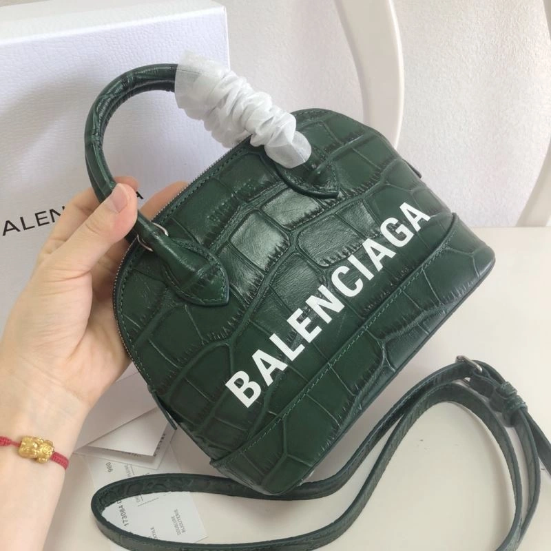 Balenciaga Dark Green Mini Crocodile Pattern Shell Bag SmoothTexture 78548