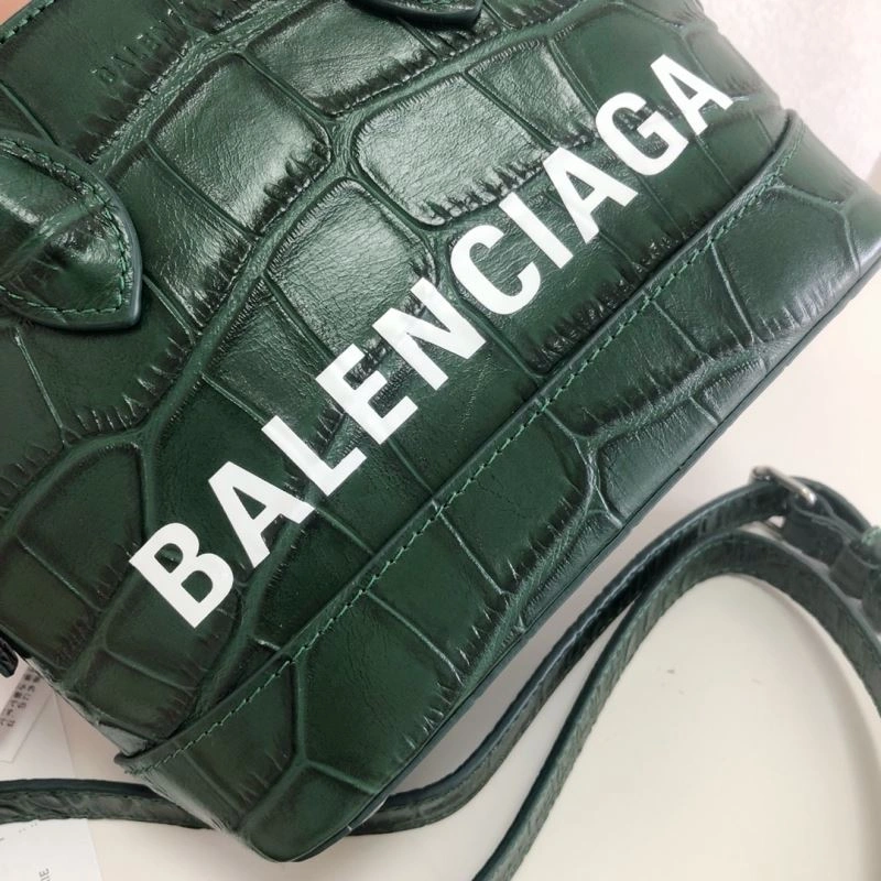 Balenciaga Dark Green Mini Crocodile Pattern Shell Bag SmoothTexture 78548