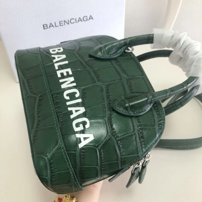Balenciaga Dark Green Mini Crocodile Pattern Shell Bag SmoothTexture 78548