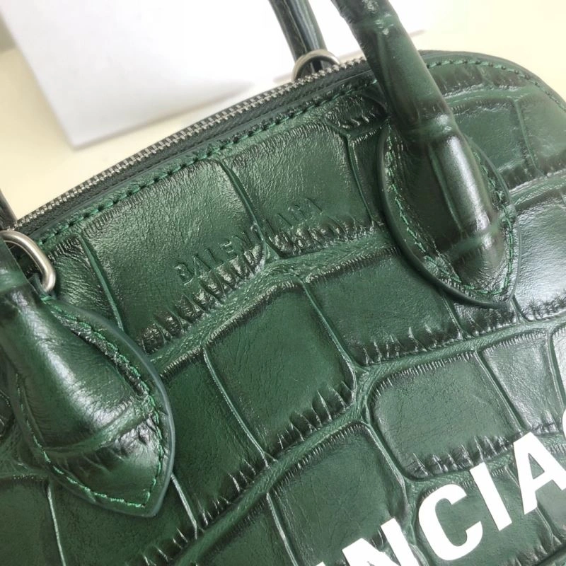 Balenciaga Dark Green Mini Crocodile Pattern Shell Bag SmoothTexture 78548
