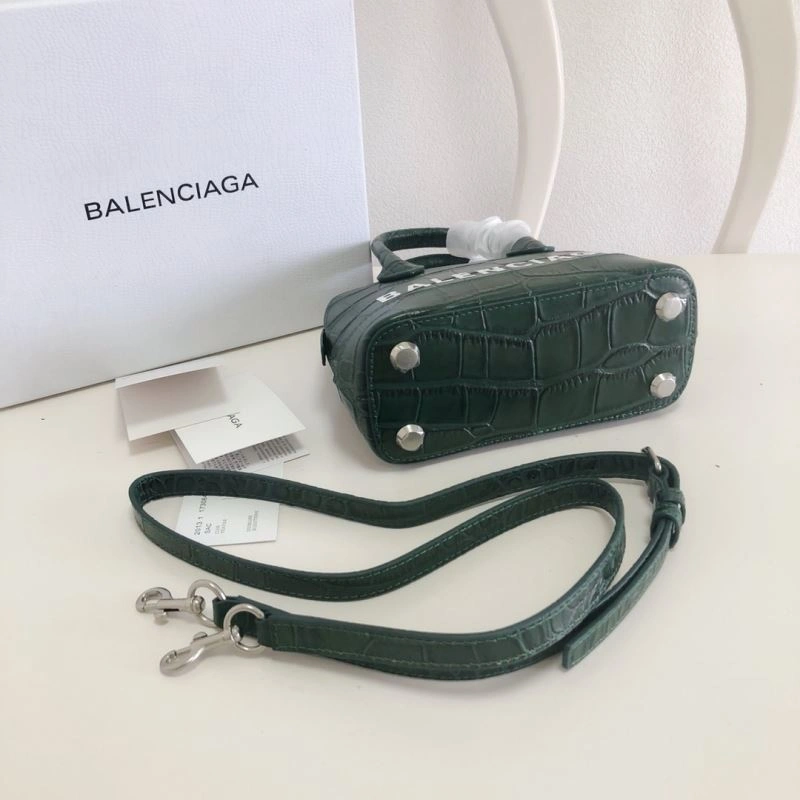 Balenciaga Dark Green Mini Crocodile Pattern Shell Bag SmoothTexture 78548