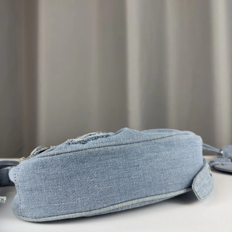 Balenciaga Denim Blue Le Cagole Half-Moon Crossbody Bag Elegant 78374