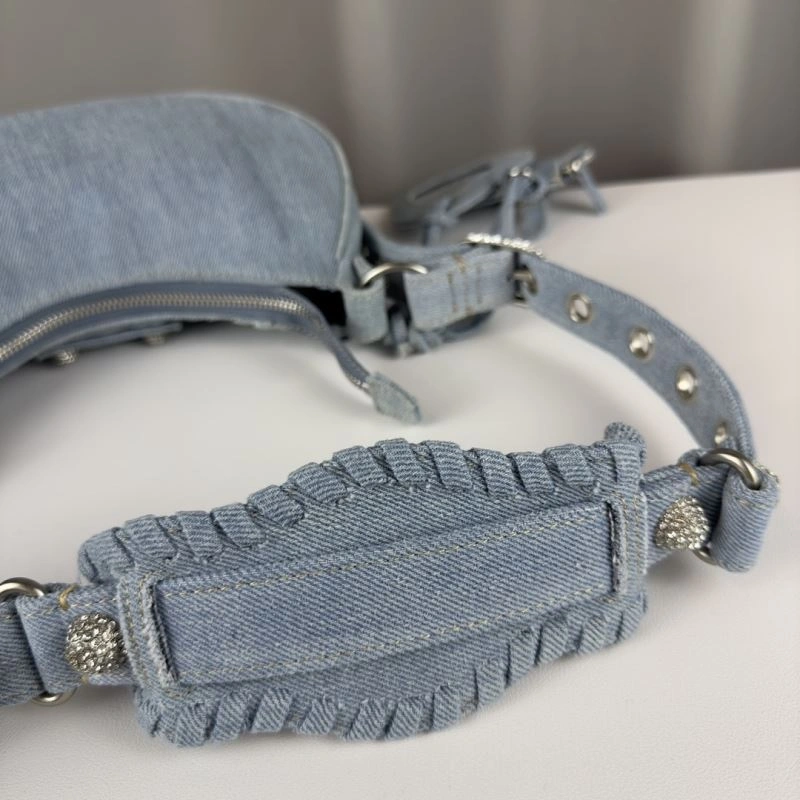 Balenciaga Denim Blue Le Cagole Half-Moon Crossbody Bag Elegant 78374