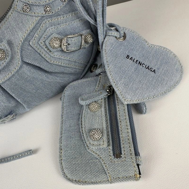 Balenciaga Denim Blue Le Cagole Half-Moon Crossbody Bag Elegant 78374