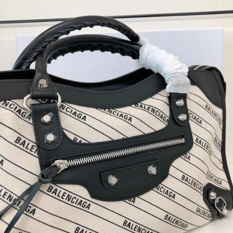 Balenciaga Diagonal Print Motorcycle Bag in Washed Canvas WellDesigned 78764