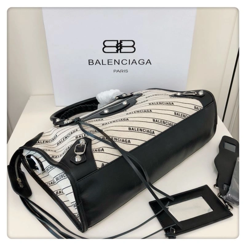 Balenciaga Diagonal Print Motorcycle Bag in Washed Canvas WellDesigned 78764