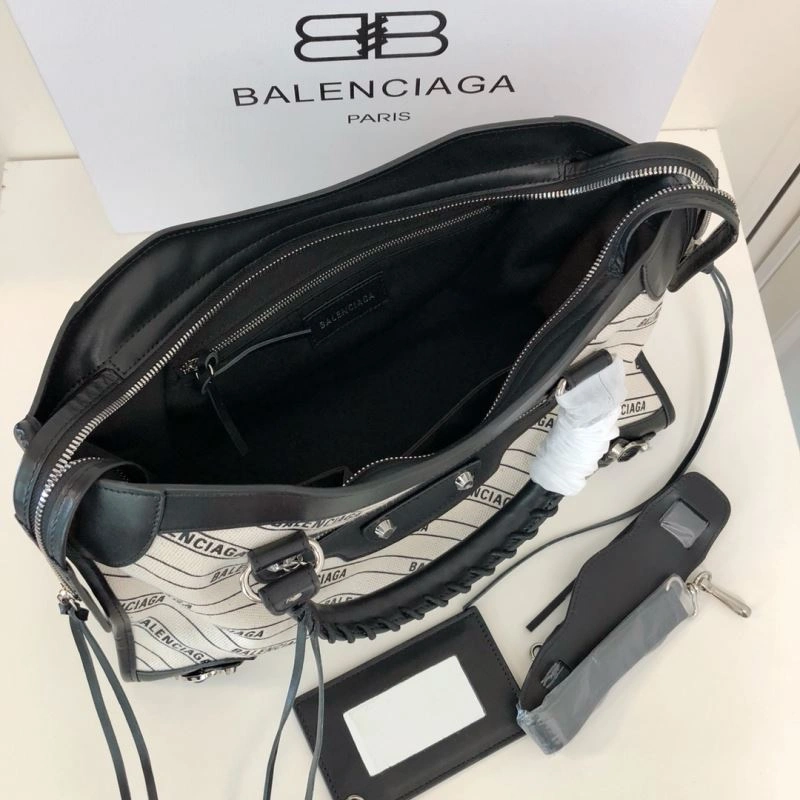 Balenciaga Diagonal Print Motorcycle Bag in Washed Canvas WellDesigned 78764