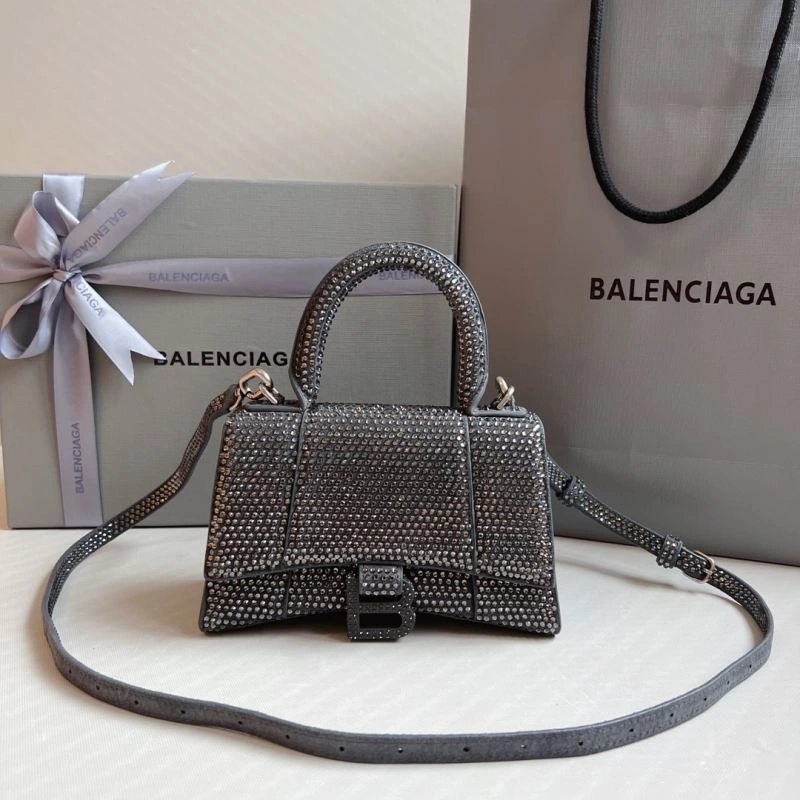 Balenciaga Diamond-Embellished Gray Hourglass Bag TimelessDesign 70044