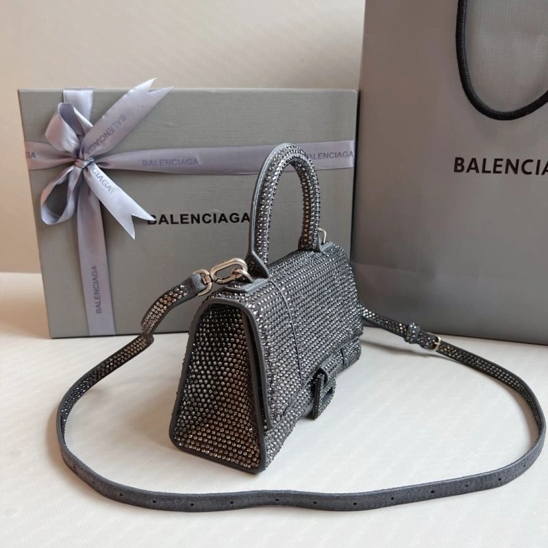 Balenciaga Diamond-Embellished Gray Hourglass Bag TimelessDesign 70044