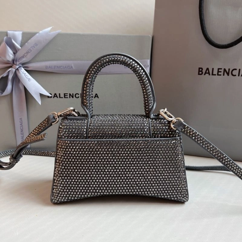 Balenciaga Diamond-Embellished Gray Hourglass Bag TimelessDesign 70044