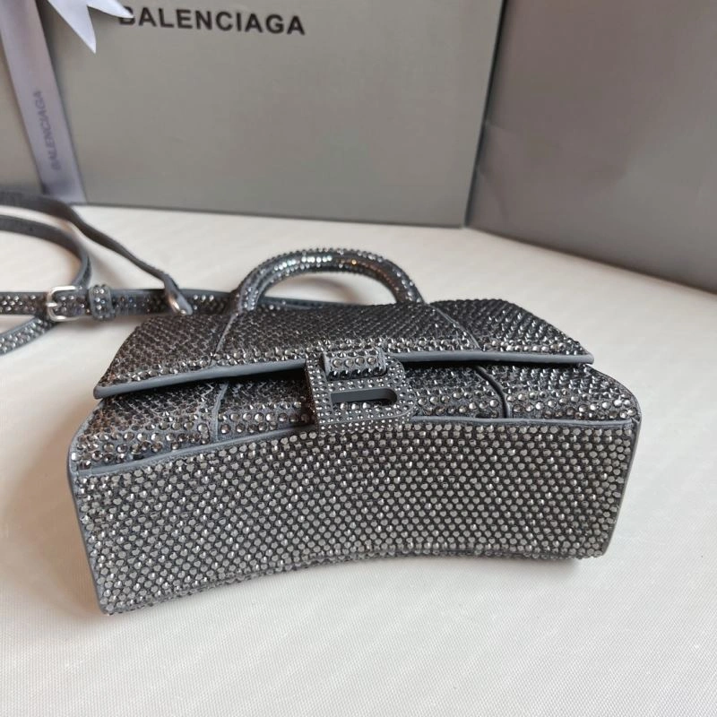 Balenciaga Diamond-Embellished Gray Hourglass Bag TimelessDesign 70044