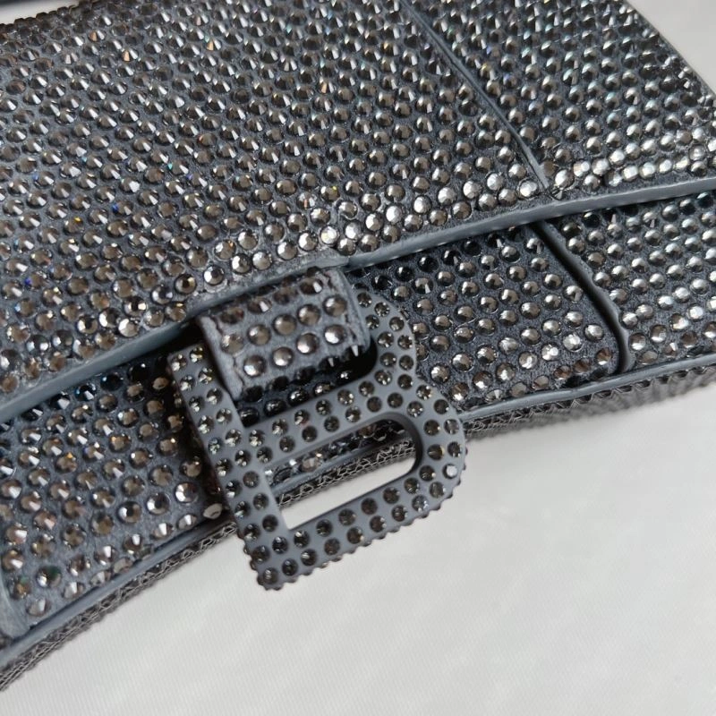 Balenciaga Diamond-Embellished Gray Hourglass Bag TimelessDesign 70044