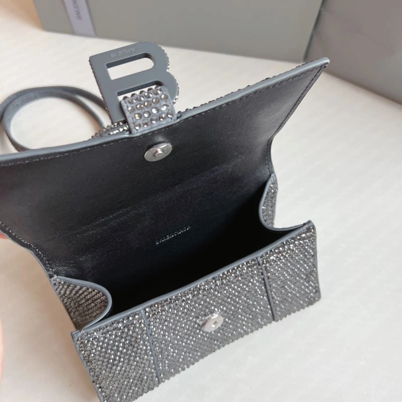 Balenciaga Diamond-Embellished Gray Hourglass Bag TimelessDesign 70044