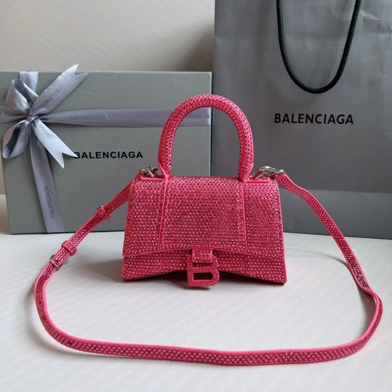 FashionForward Balenciaga Diamond-Embellished Pink Hourglass Bag 70077