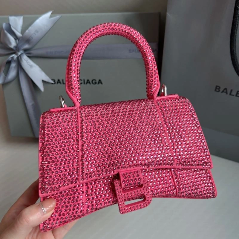 FashionForward Balenciaga Diamond-Embellished Pink Hourglass Bag 70077