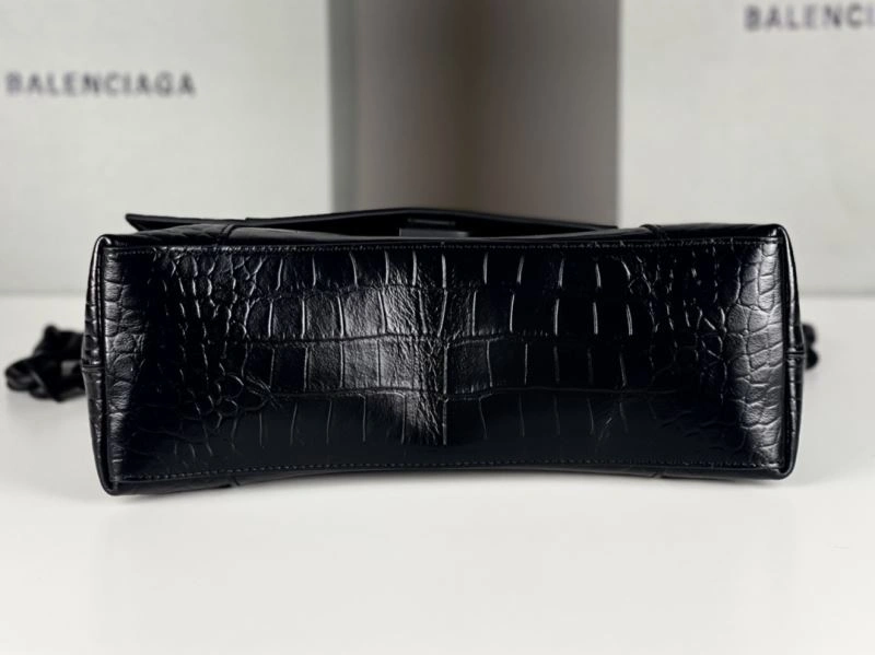 Lightweight Balenciaga Downtown Chain Shoulder Bag in Black Crocodile Leather 72574