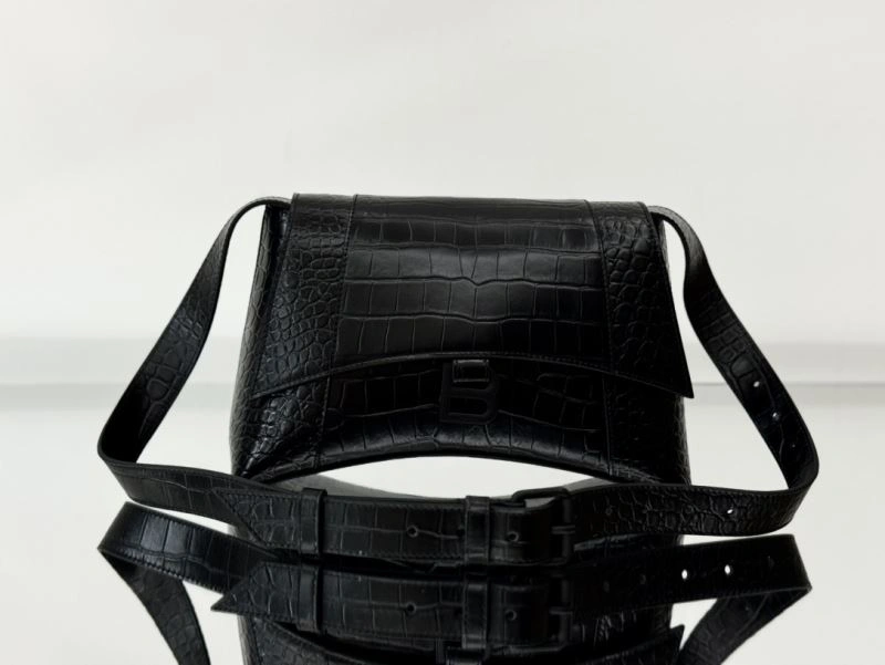 Flexible Balenciaga Downtown Hourglass Crocodile-Patterned Crossbody Bag 66990