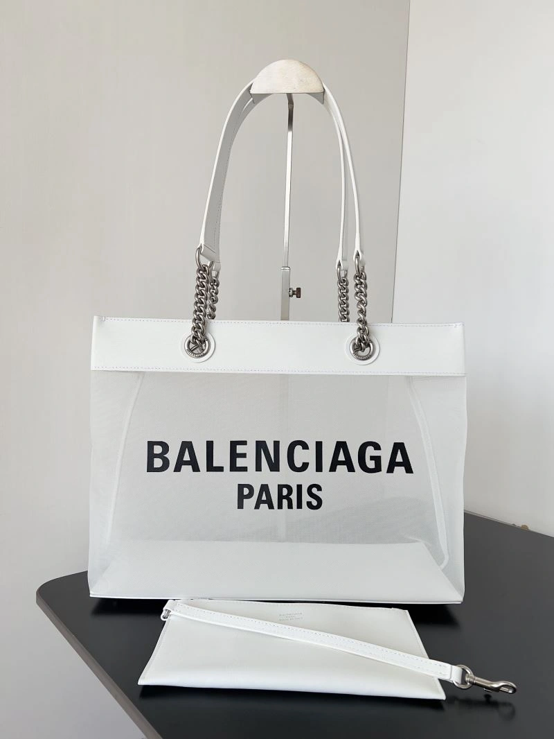 TravelReady Balenciaga Duty Free Mesh Tote Bag with Leather-Chain Strap 78582