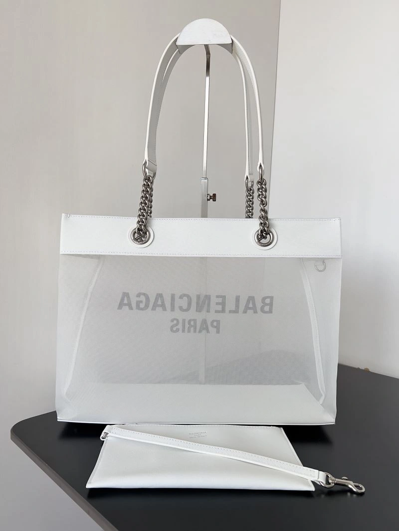 TravelReady Balenciaga Duty Free Mesh Tote Bag with Leather-Chain Strap 78582