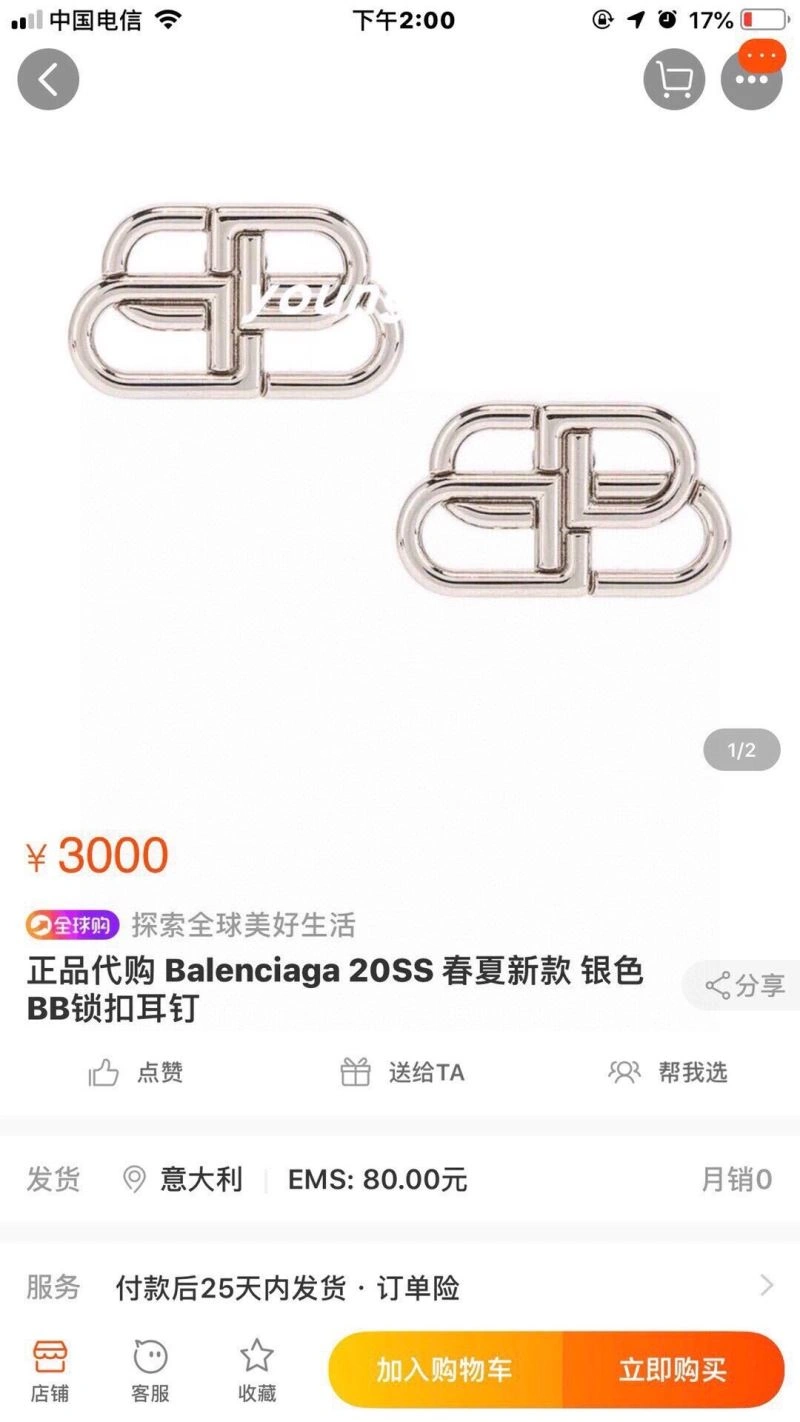 WeatherProof Balenciaga Earrings 215685