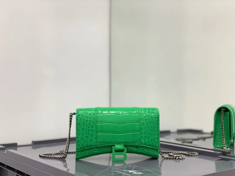 QuickDry Balenciaga Electric Green Crocodile Hourglass Chain Bag 72657